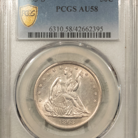 Liberty Seated Dollars 1863-S SEATED LIBERTY HALF DOLLAR PCGS AU-58
