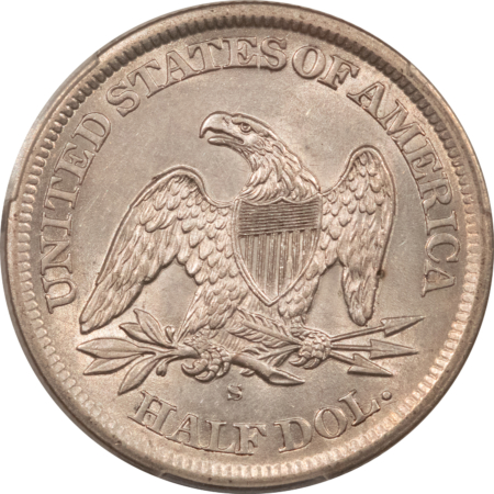 Liberty Seated Dollars 1863-S SEATED LIBERTY HALF DOLLAR PCGS AU-58