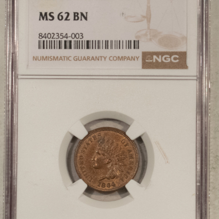 Indian 1864 L BRONZE INDIAN CENT – NGC MS-62 BN, LOOKS RB!