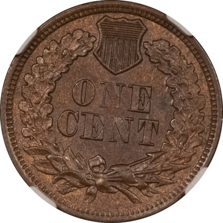 Indian 1864 L BRONZE INDIAN CENT – NGC MS-62 BN, LOOKS RB!