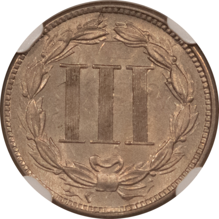 New Certified Coins 1866 THREE CENT NICKEL – NGC MS-62, LOOKS CHOICE!