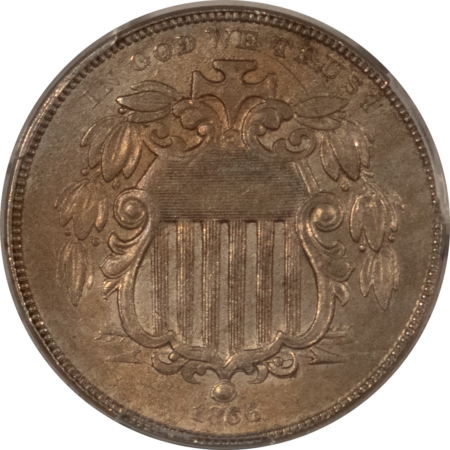 New Certified Coins 1866 SHIELD NICKEL W/ RAYS – PCGS AU-58, TOUGH!