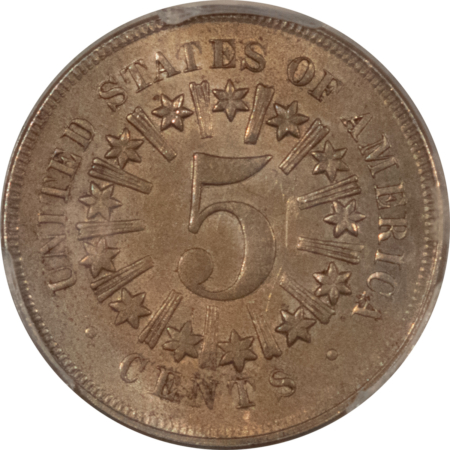 New Certified Coins 1866 SHIELD NICKEL W/ RAYS – PCGS AU-58, TOUGH!