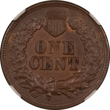 Indian 1869 INDIAN CENT – NGC AU-58 BN, SMOOTH BROWN, LOOKS UNCIRCULATED!