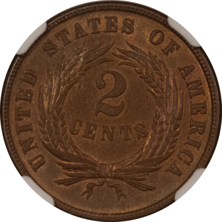 New Certified Coins 1871 TWO CENT PIECE – NGC MS-63 BN, FRESH, ORIGINAL & TOUGH!
