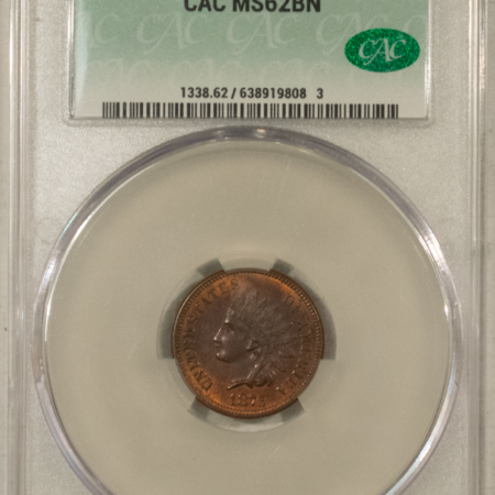 CAC Approved Coins 1875 INDIAN CENT – CACG MS-62 BN, LOOKS RB! PREMIUM QUALITY! CAC APPROVED!