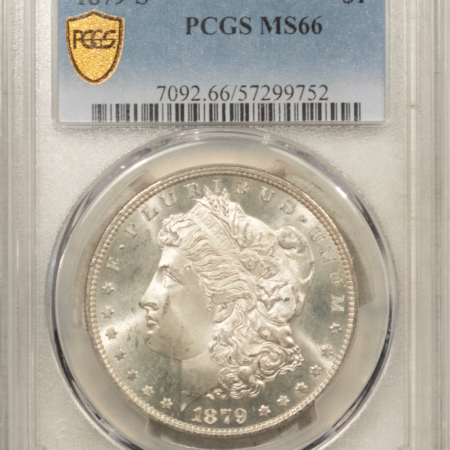 Dollars 1879-S $1 MORGAN DOLLAR – PCGS MS-66, FRESH LUSTROUS W/ SLIGHTLY MIRRORED FIELDS