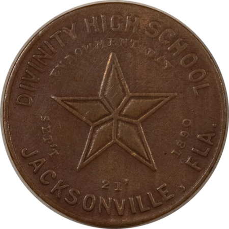Exonumia 1890 DIVINITY HIGH SCHOOL TOKEN JACKSONVILLE FLORIDA – RARE! CIRCULATED!