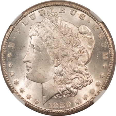 Dollars 1880-CC $1 MORGAN DOLLAR – NGC MS-65, BLAST WHITE GEM! CARSON CITY!