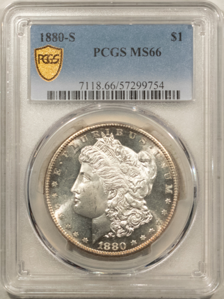 Dollars 1880-S $1 MORGAN DOLLAR – PCGS MS-66, FLASHY WHITE & LOOKS PROOFLIKE!