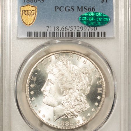CAC Approved Coins 1880-S $1 MORGAN DOLLAR – PCGS MS-66 CAC, BLAST WHITE & PREMIUM QUALITY!