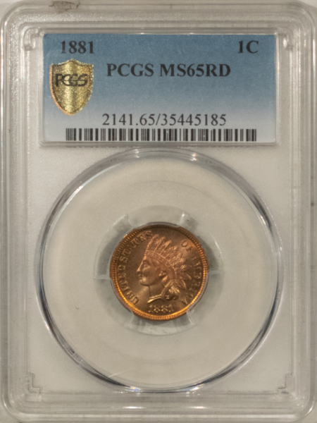 Indian 1881 INDIAN CENT – PCGS MS-65 RD, BLAZING RED GEM!