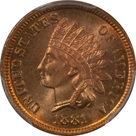 Indian 1881 INDIAN CENT – PCGS MS-65 RD, BLAZING RED GEM!