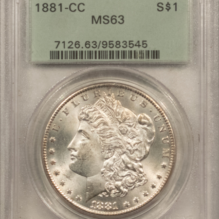 Dollars 1881-CC $1 MORGAN DOLLAR – PCGS MS-63, OGH, WHITE, PQ & NEAR GEM! CARSON CITY!