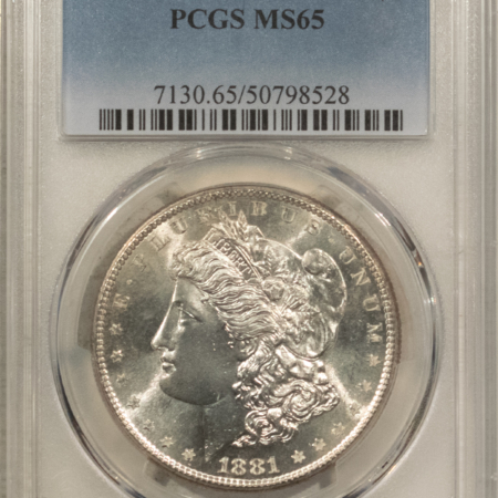 Dollars 1881-S $1 MORGAN DOLLAR – PCGS MS-65, BLAZING WHITE, PREMIUM QUALITY GEM!