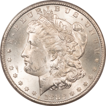 Dollars 1882-CC $1 MORGAN DOLLAR – PCGS MS-63, BLAST WHITE CARSON CITY, GSA ON HOLDER!