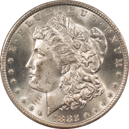 Dollars 1882-CC $1 MORGAN DOLLAR – PCGS MS-63, BLAST WHITE, CARSON CITY!