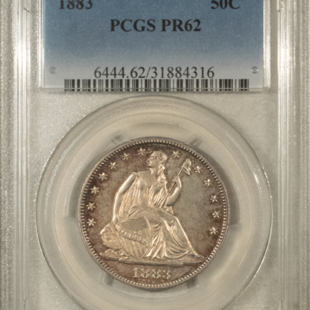 Half Dollars 1883 PROOF SEATED LIBERTY HALF DOLLAR – PCGS PR-62, SUPER PRETTY REVERSE!