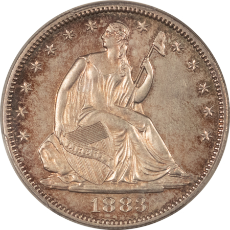Half Dollars 1883 PROOF SEATED LIBERTY HALF DOLLAR – PCGS PR-62, SUPER PRETTY REVERSE!
