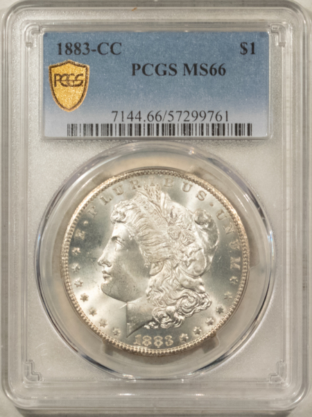 Dollars 1883-CC $1 MORGAN DOLLAR – PCGS MS-66, WHITE & NICE! CARSON CITY!