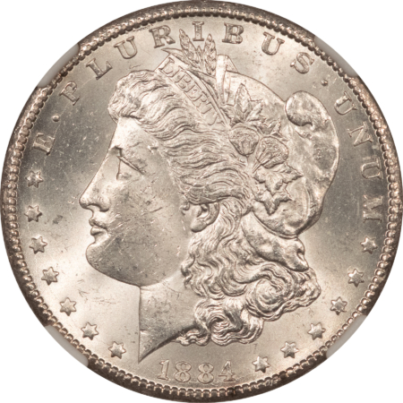Dollars 1884-CC $1 MORGAN DOLLAR – NGC MS-63, BLAST WHITE CARSON CITY!