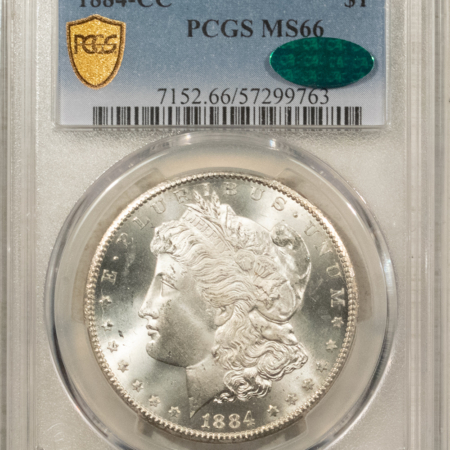 CAC Approved Coins 1884-CC $1 MORGAN DOLLAR – PCGS MS-66 CAC, FROSTY WHITE CARSON CITY!