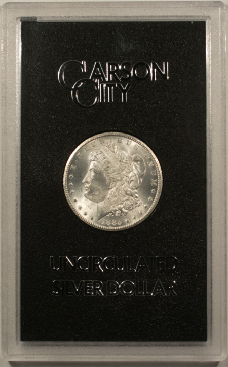 Dollars 1885-CC $1 MORGAN DOLLAR – WHITE & CHOICE WITH BOX AND CARD! CARSON CITY!