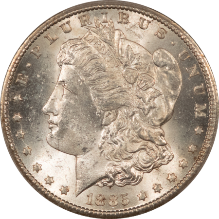 Dollars 1885-CC $1 MORGAN DOLLAR – PCGS MS-63, BLAST WHITE! CARSON CITY!