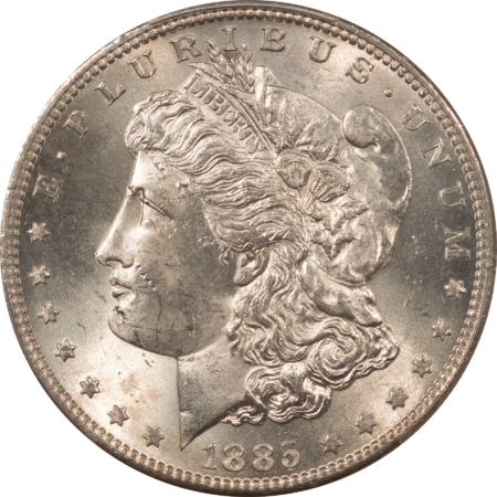 Dollars 1885-S $1 MORGAN DOLLAR – PCGS MS-62, BLAST WHITE & PREMIUM QUALITY!