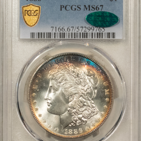 CAC Approved Coins 1886 $1 MORGAN DOLLAR – PCGS MS-67, GORGEOUS! PREMIUM QUALITY! CAC APPROVED!