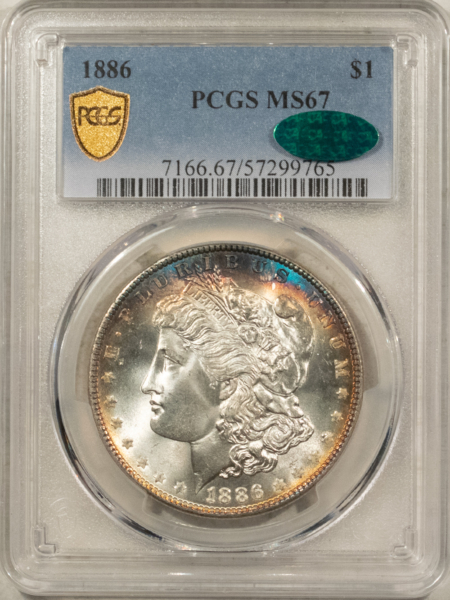 CAC Approved Coins 1886 $1 MORGAN DOLLAR – PCGS MS-67, GORGEOUS! PREMIUM QUALITY! CAC APPROVED!