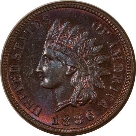 Indian 1886 INDIAN CENT, TYPE 1 – UNCIRCULATED, VERY CHOICE & PRETTY!