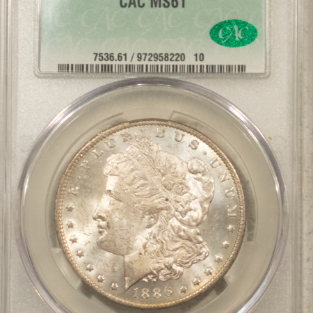 CAC Approved Coins 1886-O $1 MORGAN DOLLAR – CACG MS-61, FRESH, REAL BU, PREMIUM QUALITY+ & CAC!