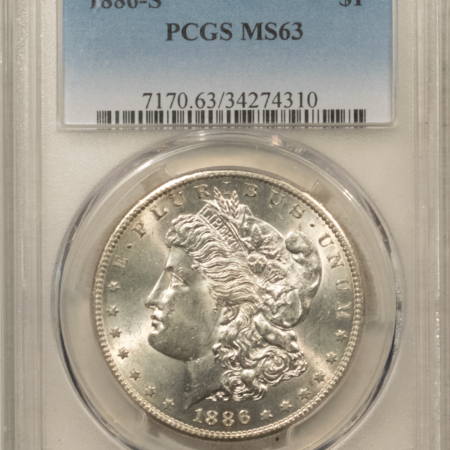 Dollars 1886-S $1 MORGAN DOLLAR – PCGS MS-63 BLAST WHITE & CHOICE!