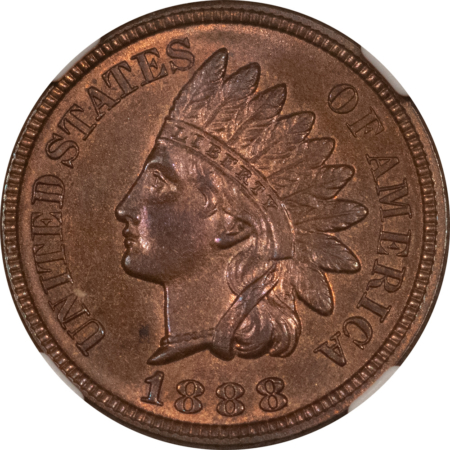 Indian 1888 INDIAN CENT – NGC MS-64 BN, LOOKS RB, FLASHY!