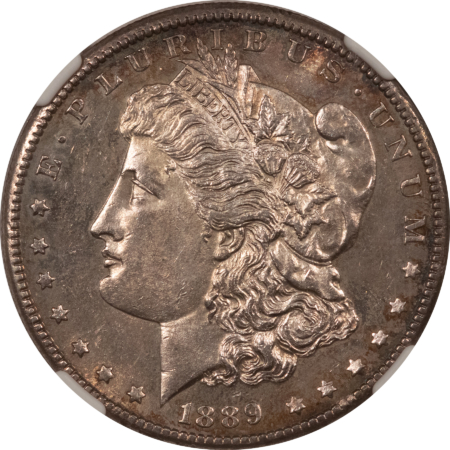 Dollars 1889-CC $1 MORGAN DOLLAR – NGC MS-61, SATINY & SEMI PL KEY, KING OF CARSON CITY