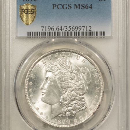 Dollars 1890 $1 MORGAN DOLLAR – PCGS MS-64, WHITE & PREMIUM QUALITY!