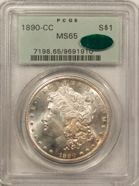 CAC Approved Coins 1890-CC $1 MORGAN DOLLAR, PCGS MS-65 OLD GREEN HOLDER, PQ, SCARCE, CAC APPROVED!
