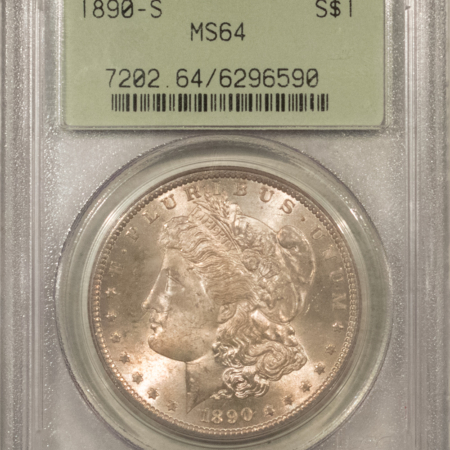 Dollars 1890-S $1 MORGAN DOLLAR – PCGS MS-64, OLD GREEN HOLDER, ORIGINAL!