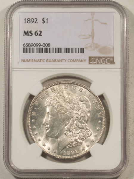 Dollars 1892 $1 MORGAN DOLLAR – NGC MS-62 WHITE
