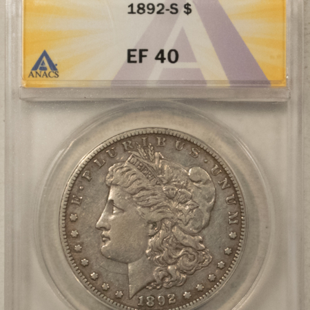 Dollars 1892-S $1 MORGAN DOLLAR – ANACS EF-40, TOUGH DATE!