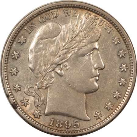 Barber Halves 1895 BARBER HALF DOLLAR – VIRTUALLY UNCIRCULATED & WELL-STRUCK BUT CLEANED!