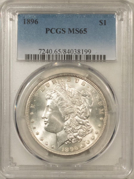 Dollars 1896 $1 MORGAN DOLLAR – PCGS MS-65, WHITE GEM!