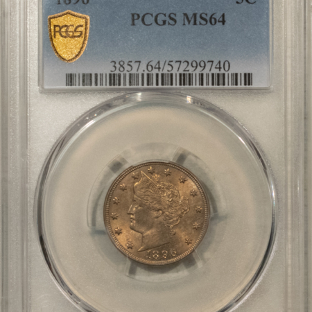 Liberty Nickels 1896 LIBERTY NICKEL – PCGS MS-64, LOOKS GEM!