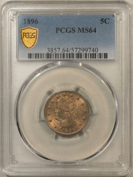Liberty Nickels 1896 LIBERTY NICKEL – PCGS MS-64, LOOKS GEM!