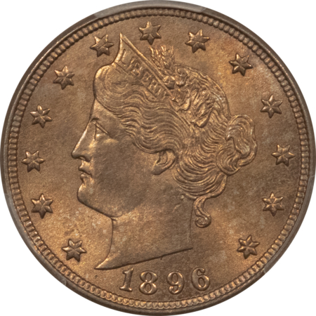 Liberty Nickels 1896 LIBERTY NICKEL – PCGS MS-64, LOOKS GEM!