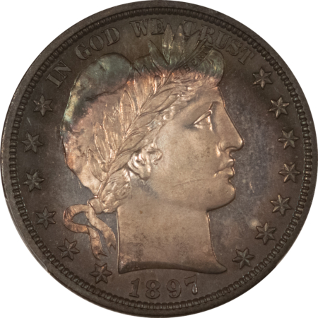 Barber Halves 1897 PROOF BARBER HALF DOLLAR – PCGS PR-65, VERY PRETTY, PQ GEM!