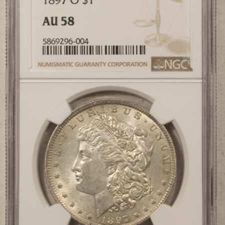 Dollars 1897-O $1 MORGAN DOLLAR – NGC AU-58, NICE! SMOOTH!