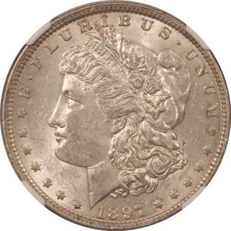 Dollars 1897-O $1 MORGAN DOLLAR – NGC AU-58, NICE! SMOOTH!