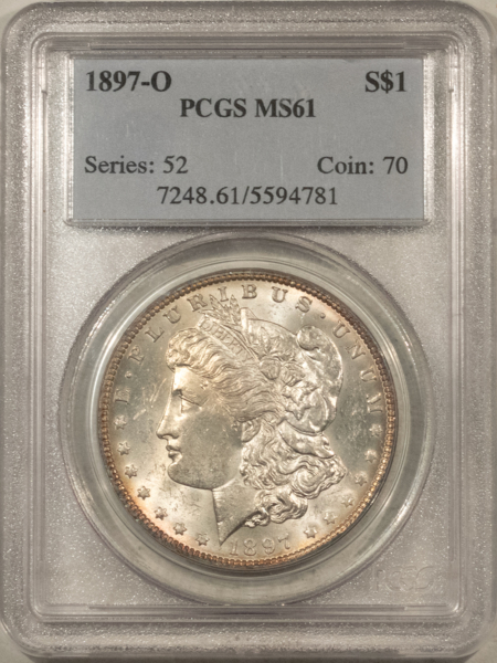Dollars 1897-O $1 MORGAN DOLLAR – PCGS MS-61, FLASHY, WELL-STRUCK AND PQ!